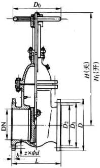 Z44T/W/H ���T�Fƽ��ʽ�p�l���ք��l�yPN10��PN16���γߴ�D