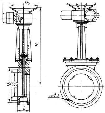 PZ973H/F/Y���T䓌��Aʽ늄ӵ����l�y(���l�y)PN10��PN16���γߴ�D